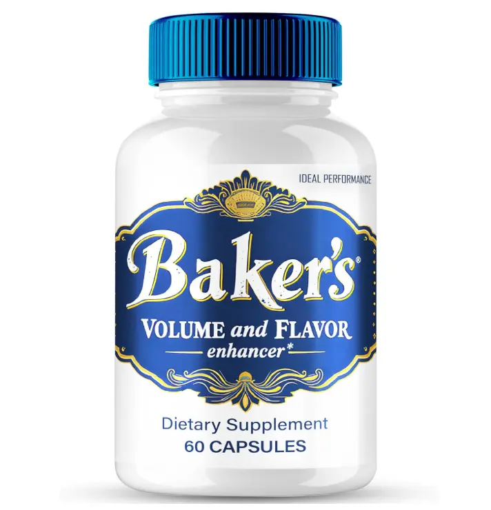 Baker's Volume and Flavour Enhancer supplement bottle — natural men's dietary supplement by Baker's Organics
